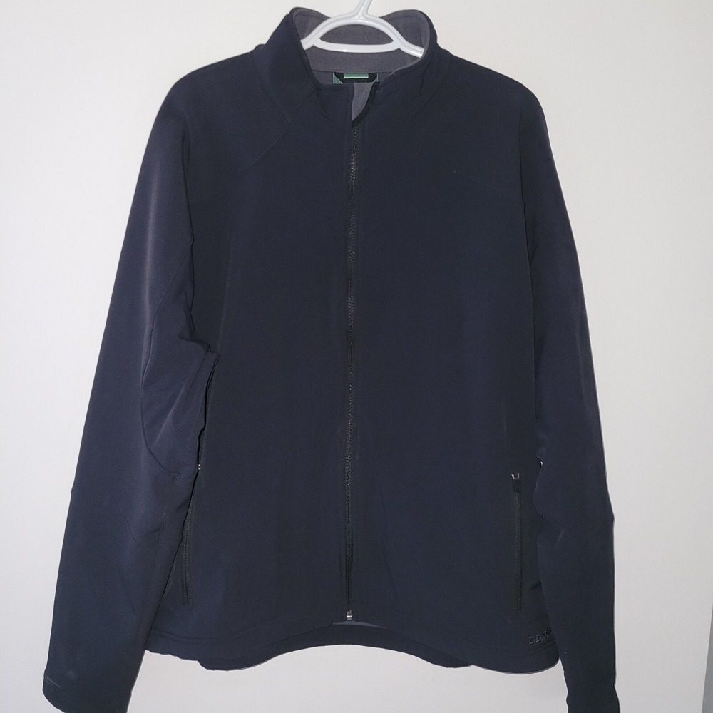 LL Bean Full Zip Fleece Lined Jacket Men Size XL Regular Black Pockets 0DAR2